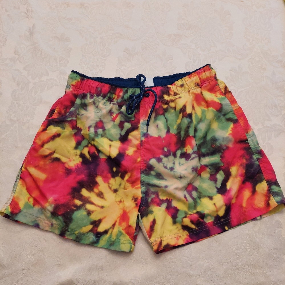 OP Ocean Pacific tie dye print red swim trunks. Size medium